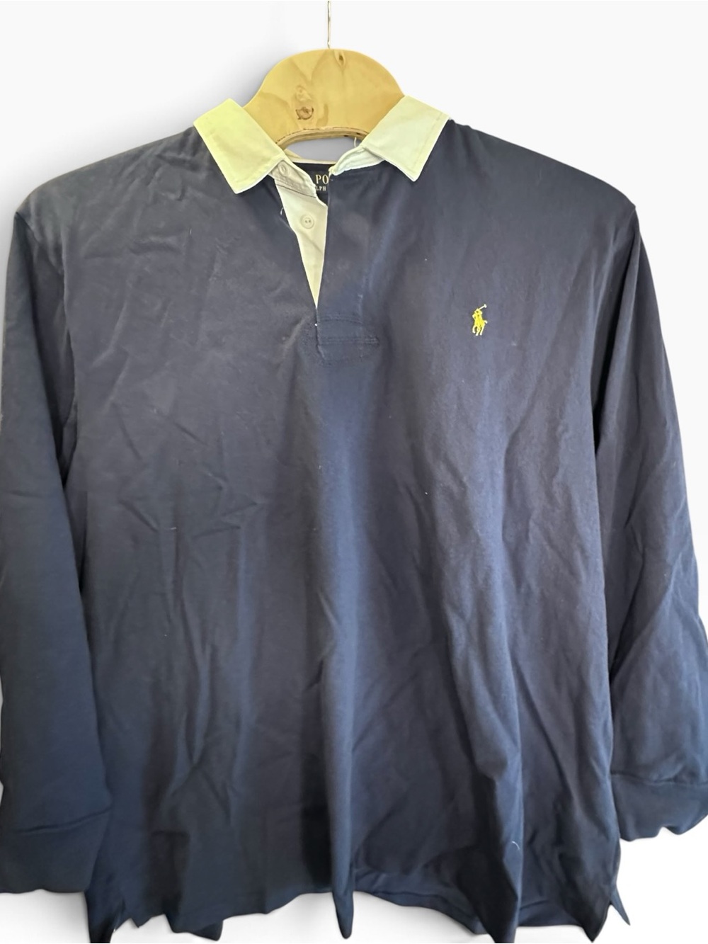 NWTRalph Lauren Iconic Rugby Men’s Shirt Navy Long Sleeve Polo W/ White Collar - Picture 2 of 9
